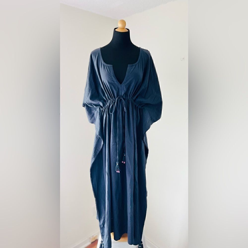 MADISON MATHEWS NWT NAVY BLUE KAFTAN DRESS